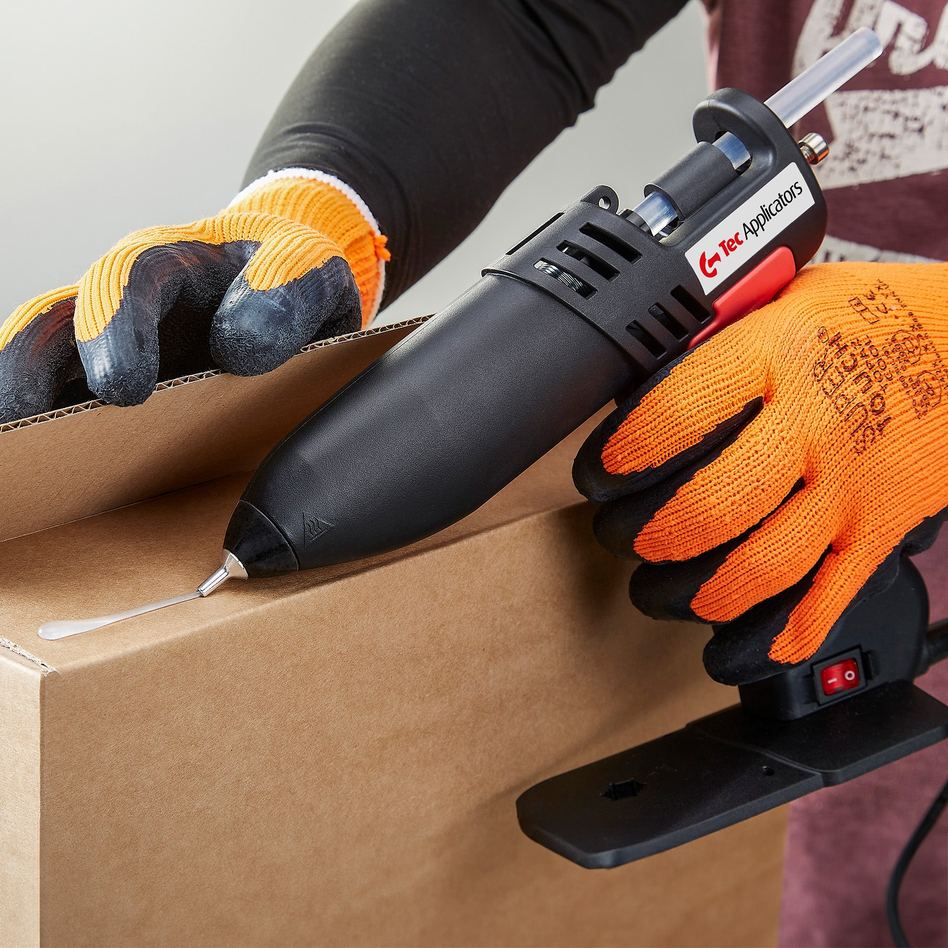 Tec 806-12 1/2" industrial hot melt glue gun, packaging