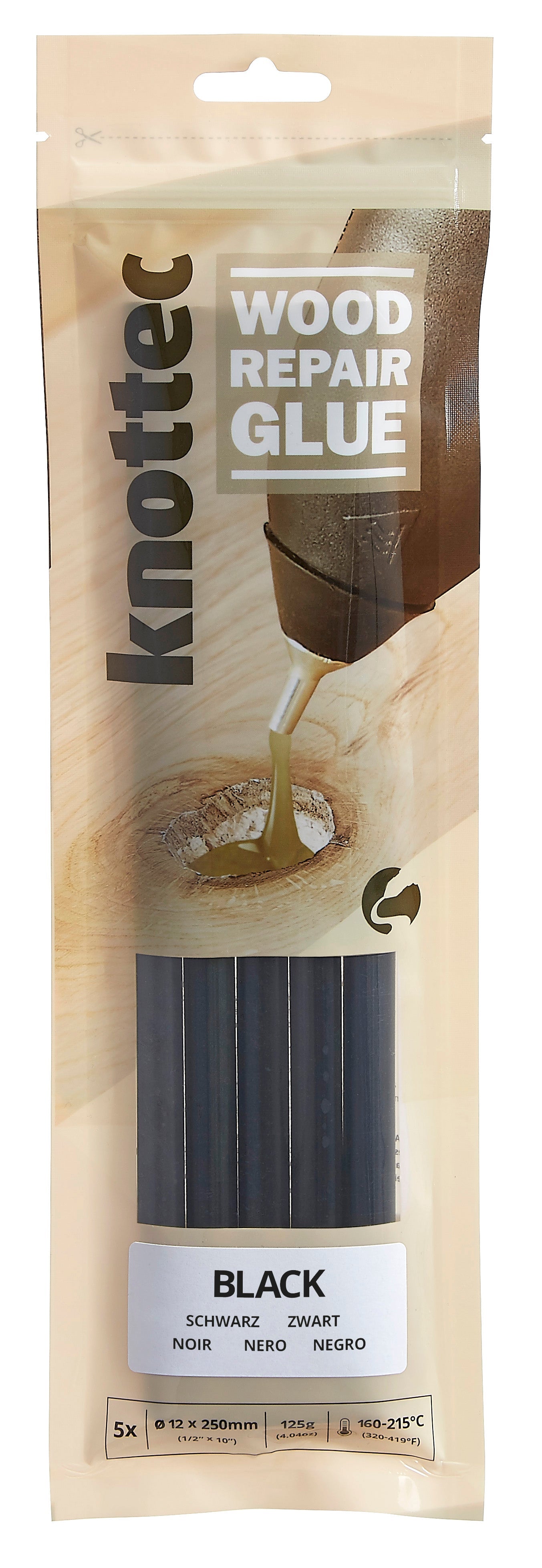 Black Wood Knot Filler Glue, 5 Stick Pack