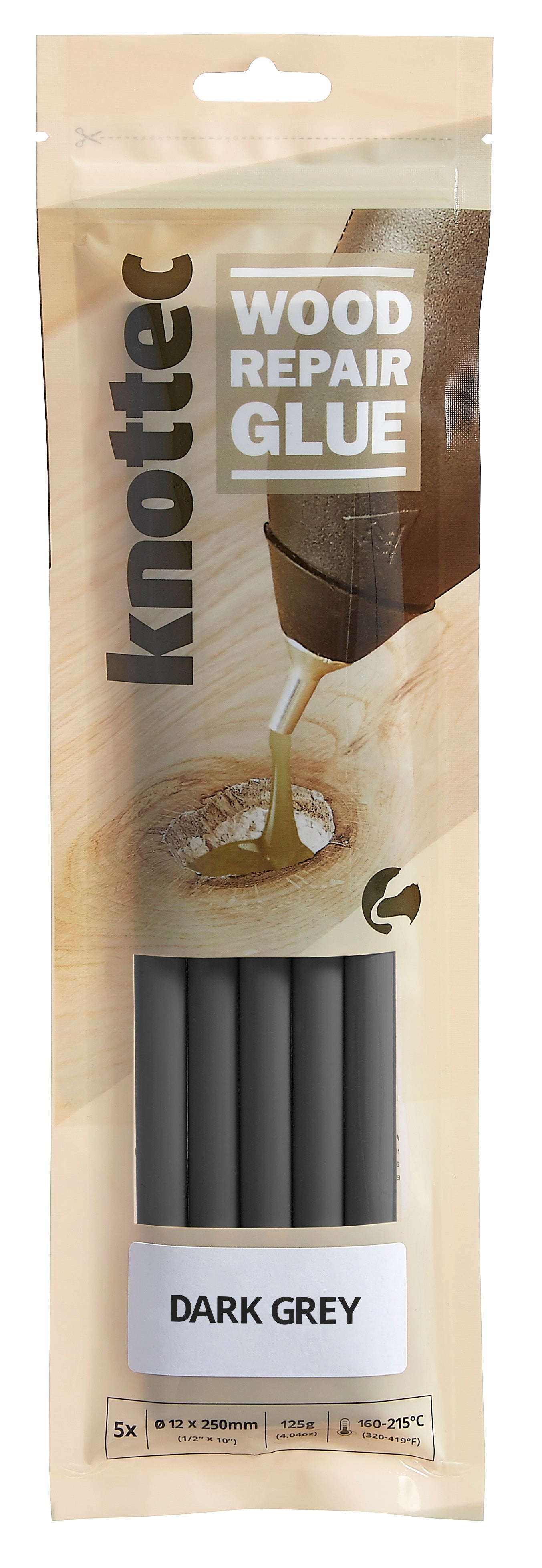 Dark Grey Wood Knot Filler Glue, 5 Stick Pack