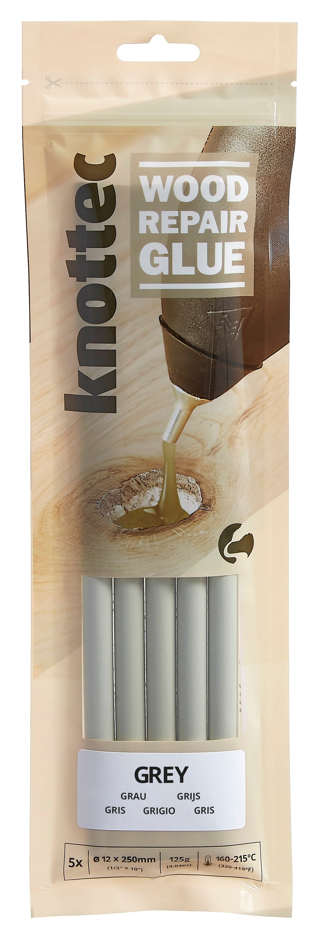 Grey Wood Knot Filler Glue, 5 Stick Pack