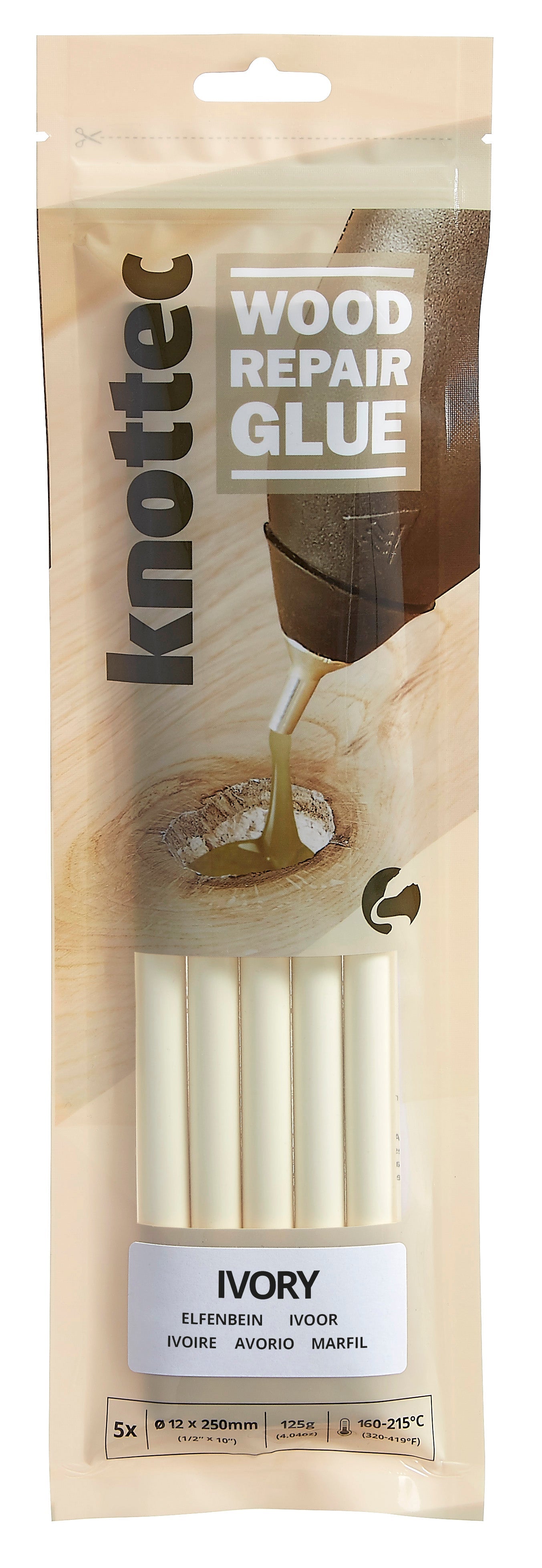 Ivory Wood Knot Filler Glue, 5 Stick Pack