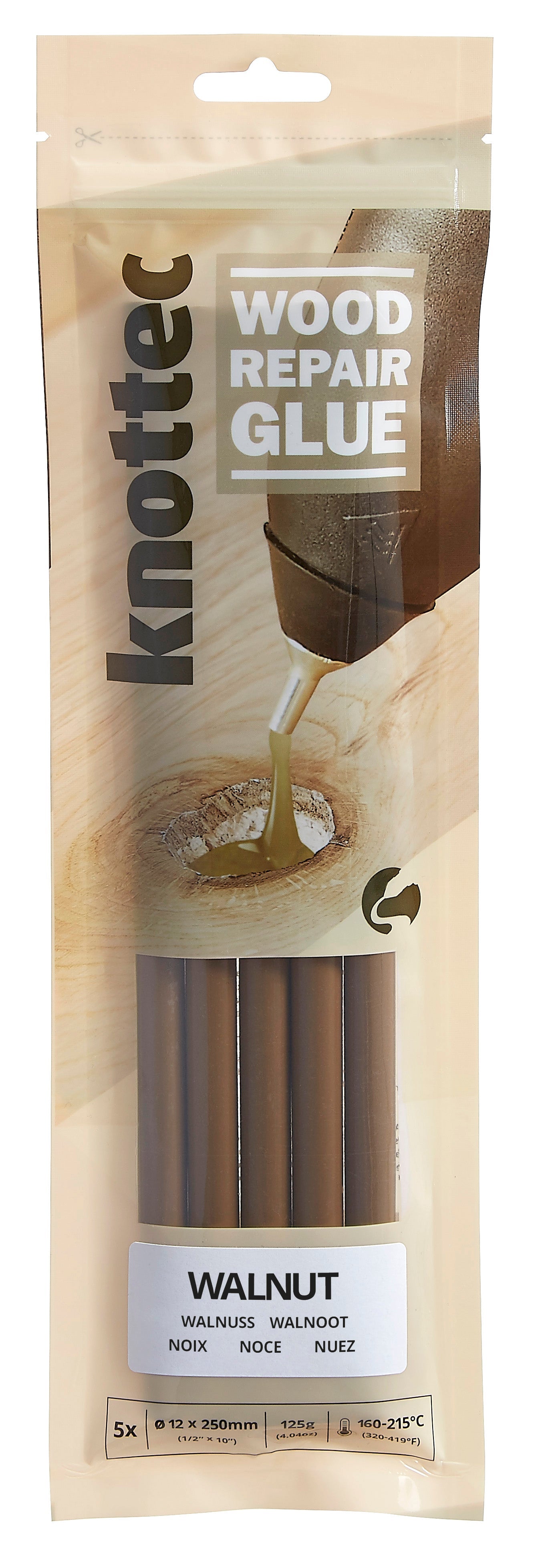 Walnut Wood Knot Filler Glue, 5 Stick Pack