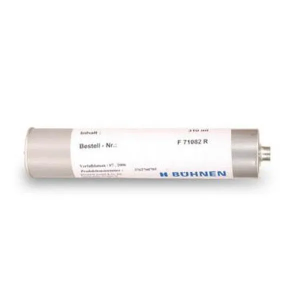 PUR Purge Cleaner in a Cylindrical Aluminum Cartridge, laying on its side, with a white label tagged with German language and the Buhnen Logo