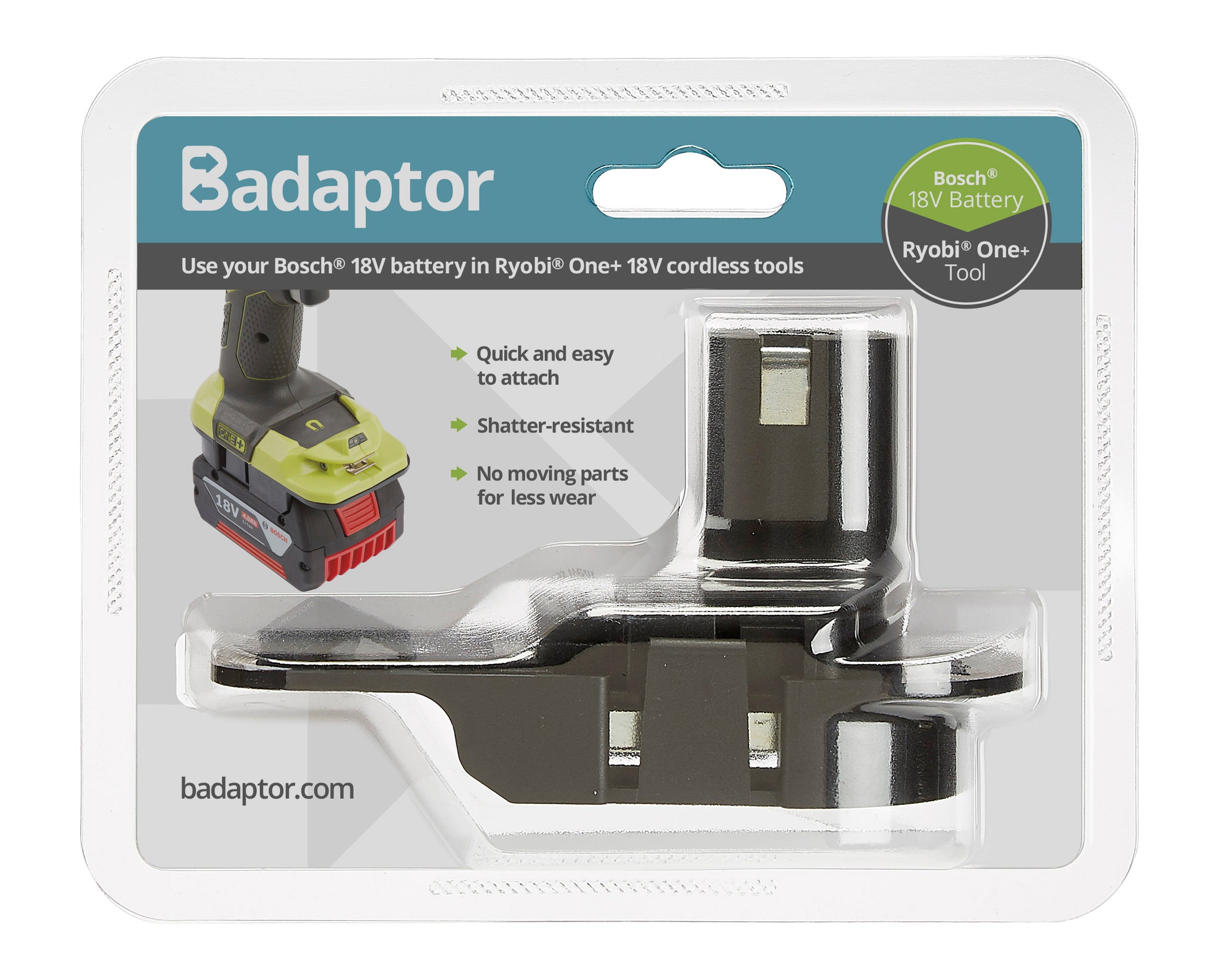 Badaptor Bosch 18V Battery Adapter to Ryobi 18v One+ Tool for Btec 808-12